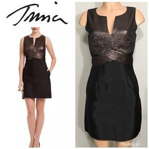 Trina Turk bronze metallic and black dress. NWOT